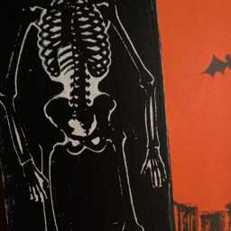 Retro Skeleton Wood Sign, Halloween Wall Decor - thumbnail 2