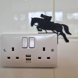 Horse Jumping Light Switch Decoration - Riding Decor/Wall Art Plug Socket Jockey Racing Show Gift For Rider - thumbnail 2