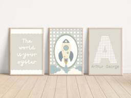 Set Of 3 Muted & Neutral Nursery Or Bedroom Prints - Prints Only, Unframed - thumbnail 1
