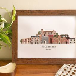 Colchester Skyline Print, Hand Drawn Illustrated Poster, Colourful Wall Art, Housewarming Gift, Cityscape - thumbnail 3