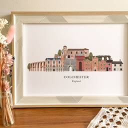 Colchester Skyline Print, Hand Drawn Illustrated Poster, Colourful Wall Art, Housewarming Gift, Cityscape - thumbnail 2