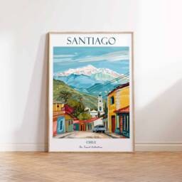 Santiago Poster, Travel Print, Chile Art, Tropical Decor, Floral South American Latin Wall Gift - thumbnail 2