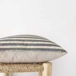 Set Of 2 Charcoal Grey Striped Pillow Covers - Cotton Cushion - thumbnail 3