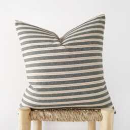 Set Of 2 Charcoal Grey Striped Pillow Covers - Cotton Cushion - thumbnail 1