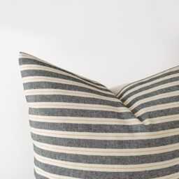 Set Of 2 Charcoal Grey Striped Pillow Covers - Cotton Cushion - thumbnail 2