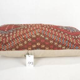 "Kilim Pillow, Wool Kilim Cousin From Anatolia , 12""x24" - thumbnail 3