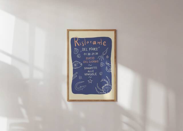 Poster Ristorante, Italian Restaurant Illustration/Art Print Dolce Vita Italy, Kitchen, Food, Art, Maritime - image 1