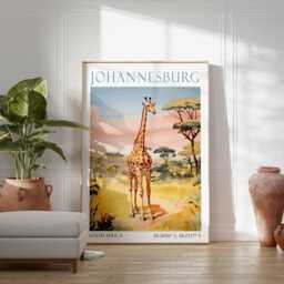Johannesburg Safari Art Print, South Africa Travel Poster, Wildlife Wall Art, Animals, African Landscape Decor, Print - thumbnail 3