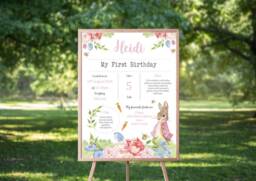 Personalised Peter Rabbit Milestone First Birthday Print Christening Gift Baby Beatrix Potter Nursery Decor Wall - thumbnail 1