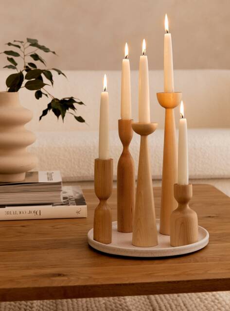 Maple Candle Holder Deluxe Gift Set Scandinavian Handturned Minimalist Wood Candlestick Holder Modern Hygge Wedding Mother's Day - image 1
