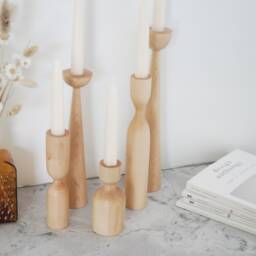Maple Candle Holder Deluxe Gift Set Scandinavian Handturned Minimalist Wood Candlestick Holder Modern Hygge Wedding Mother's Day - thumbnail 4