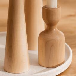 Maple Candle Holder Deluxe Gift Set Scandinavian Handturned Minimalist Wood Candlestick Holder Modern Hygge Wedding Mother's Day - thumbnail 3