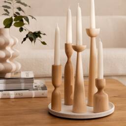 Maple Candle Holder Deluxe Gift Set Scandinavian Handturned Minimalist Wood Candlestick Holder Modern Hygge Wedding Mother's Day - thumbnail 2