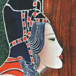 Vintage , Batik Painting Tapestry, The Shepherdess, Good Luck For Artist, Indigo Wall Hanging - thumbnail 4