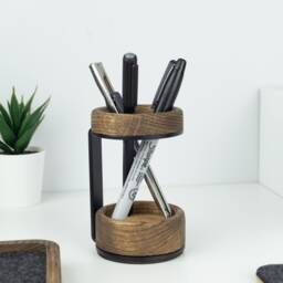 Minimal Pen Stand, Stand Wood, Wood Cup, Pencil Organizer, Home Office Gift - Modern Made in Canada Single Holder - thumbnail 2