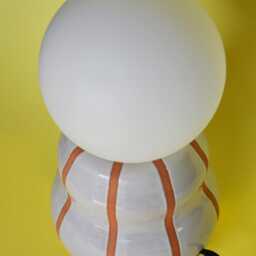 Handmade Ceramic Lamp - White Glaze & Color Crystals With Glass Globe G9 Bulb - thumbnail 2