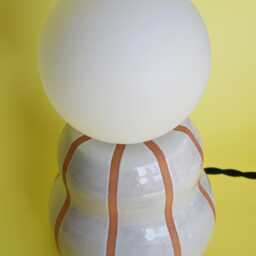 Handmade Ceramic Lamp - White Glaze & Color Crystals With Glass Globe G9 Bulb - thumbnail 4