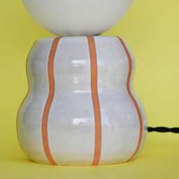 Handmade Ceramic Lamp - White Glaze & Color Crystals With Glass Globe G9 Bulb - thumbnail 3
