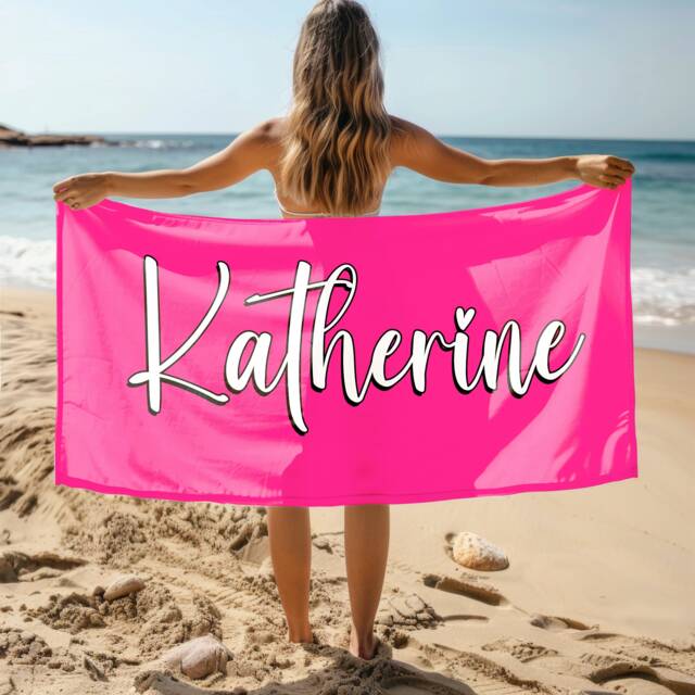Personalized Name Beach Towel, Oversized Custom Monogram Pool Signature Towel For Kids, Vacation Gift, Picnic - image 1