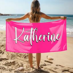 Personalized Name Beach Towel, Oversized Custom Monogram Pool Signature Towel For Kids, Vacation Gift, Picnic