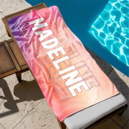 Personalized Name Beach Towel, Oversized Custom Monogram Pool Signature Towel For Kids, Vacation Gift, Picnic - thumbnail 2