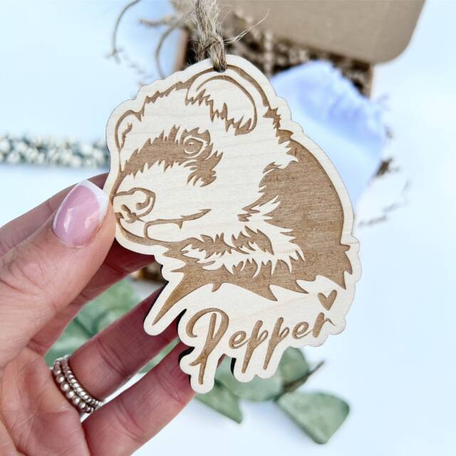 Personalised Ferret Christmas Decoration, Custom Ornament, Ferret Bauble, Lover Gift, Keepsake - image 1