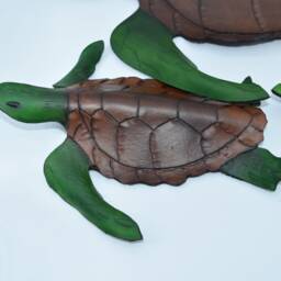 Leather Sea Turtle Wall Hanging - 3D Art - thumbnail 3