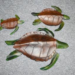 Leather Sea Turtle Wall Hanging - 3D Art - thumbnail 4