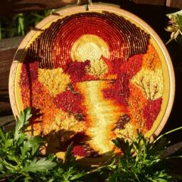 Sweetness Of Autumn Embroidered Hoop Art, Embroidery Hoop, Finished Embroidery, Spring Decor, Wall Hanging, Home Art - thumbnail 2