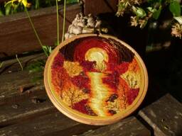 Sweetness Of Autumn Embroidered Hoop Art, Embroidery Hoop, Finished Embroidery, Spring Decor, Wall Hanging, Home Art - thumbnail 1