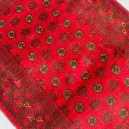 Handmade Turkmen Rug 3x6, Bokhara Area Rug, Wool Tribal Geometric Crimson Red Small Baluch Traditional Entryway Vintage Style - thumbnail 4