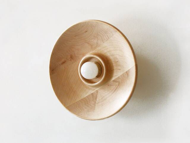 Maple Dish Sconce Light Wood Fixture Lamp Flush Mount Lighting Vanity Lights Bathroom Wall Kitchen - image 1