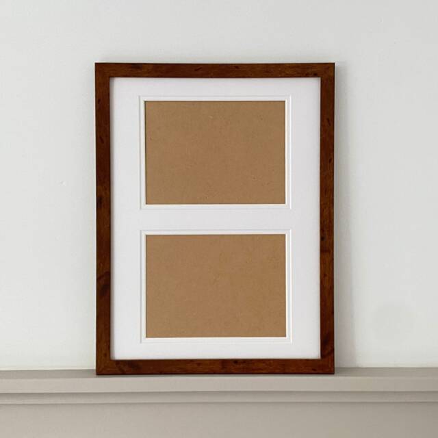 Large 16x12 Frame With Mount, Custom Cut Picture Layout Two Apertures, Framed Wall Hanging Home Work Office Occasion - image 1