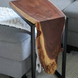 Live-Edge Walnut Waterfall C-Table, Gift For Her, Him, Home Furniture, Handmade Decor, Modern Table, Gift, Wood Furniture - thumbnail 3