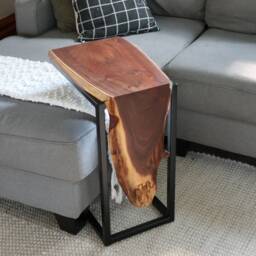 Live-Edge Walnut Waterfall C-Table, Gift For Her, Him, Home Furniture, Handmade Decor, Modern Table, Gift, Wood Furniture - thumbnail 2