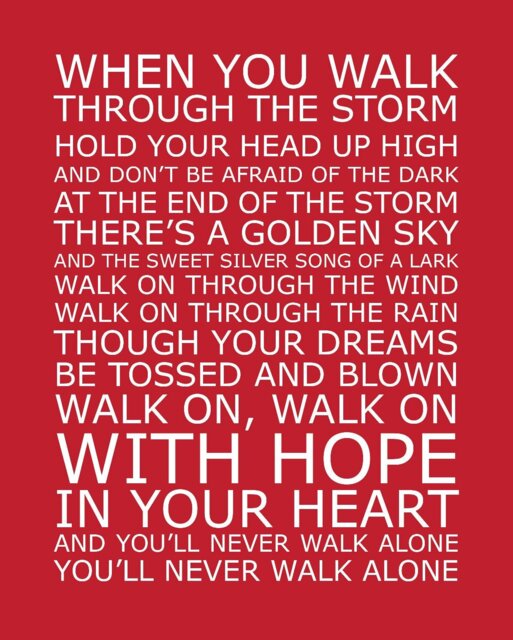 You'll Never Walk A4 Alone Print, Liverpool Football Club, Song Lyrics, Supporter, Birthday Gift, Christmas Hope in Your Heart - image 1
