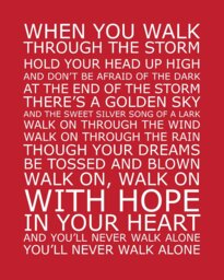 You'll Never Walk A4 Alone Print, Liverpool Football Club, Song Lyrics, Supporter, Birthday Gift, Christmas Hope in Your Heart - thumbnail 1