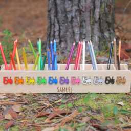 Tractor Pencil Holder, Wooden Personalized Back To School Gift, First Day Of Children's Box - thumbnail 2