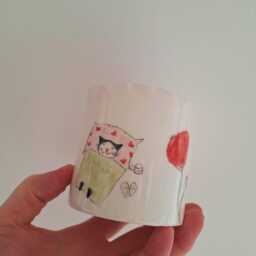 Handmade Ceramic Cat Planter Poppy Flower Pottery Pot - thumbnail 3