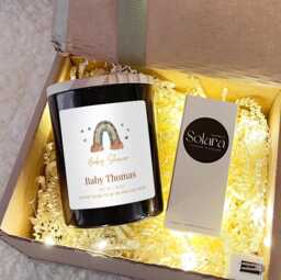 Personalised Baby Shower Candle Gift Set, New Mum To Be Hamper, Custom Name, Gift, Party - thumbnail 1