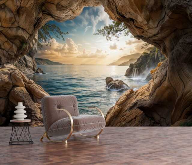 Coastal Cave Arch Wallpaper Mural, Peel & Stick Art Print - image 1