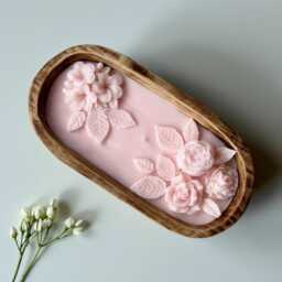 3 Wick Large Floral Dough Bowl Candle, 3D Rose Flower Scented Pink Purple Candle, Flower Home Decor, Floral Gift For Her, Soy Wax Candle - thumbnail 2
