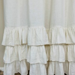 Natural Linen Shower Curtain With Tiered Ruffles, Fabulous Chic Mildew-Free, 72x72, 72x85, 72x94, Or Custom Size, 80+ Linen Fabric Choices - thumbnail 2