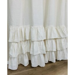 Natural Linen Shower Curtain With Tiered Ruffles, Fabulous Chic Mildew-Free, 72x72, 72x85, 72x94, Or Custom Size, 80+ Linen Fabric Choices - thumbnail 3