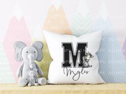 Personalised Jungle Safari Cushion-Kids Nursery Cushion-Personalized Baby Decor Gift-Gender Neutral Gift-Black & White Zebra - thumbnail 1