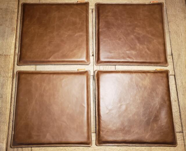 4 Seat Cushions/Pads Leather Brown Antique 38 cm X 37 - image 1