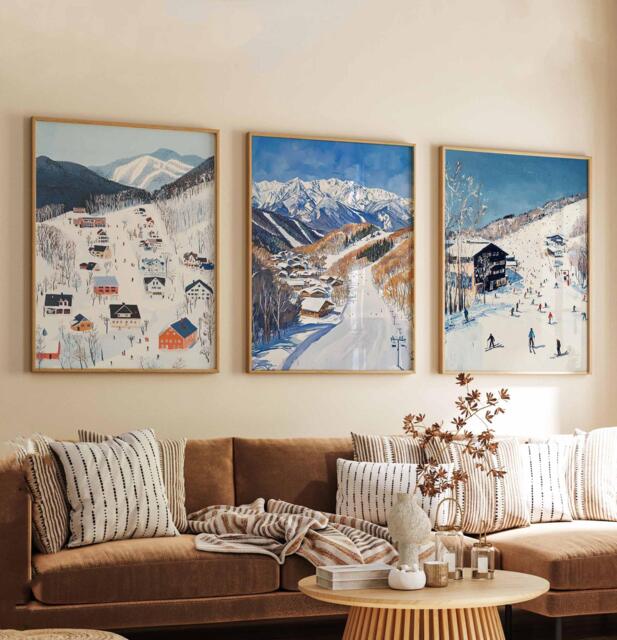 Hakuba Ski Poster Set, Print, Japan Poster, Resort Wall Art - image 1