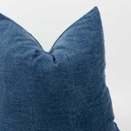 stonewash Throw Cushion Cover Rustic Accent Pillow, Dark Navy Blue Textured Square Aztec Geometric - thumbnail 2