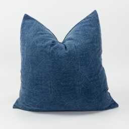 stonewash Throw Cushion Cover Rustic Accent Pillow, Dark Navy Blue Textured Square Aztec Geometric - thumbnail 1