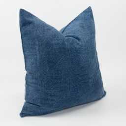 stonewash Throw Cushion Cover Rustic Accent Pillow, Dark Navy Blue Textured Square Aztec Geometric - thumbnail 3